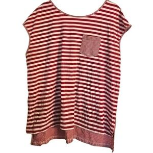 Lane Bryant‎ top Size 20 red white stripes short sleeve cotton